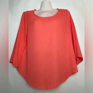 Kaileigh Peach Orange Top Flowy Women Size S